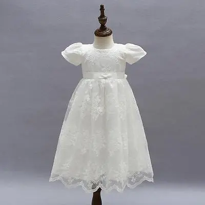 £22.99 • Buy Vintage Baby Girl Baptism Dress Ivory Embroidery Toddler Christening Lace Gown