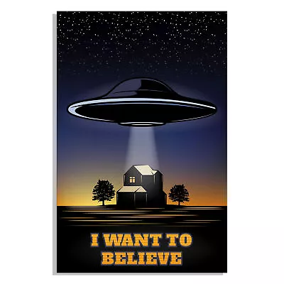 UFO Motivational Poster Art Print 11x17 I Want To Believe Aliens Wall Decor • $11.95