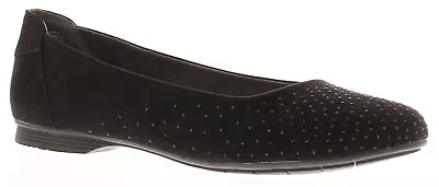 Jana Womens Flat Shoes Ballerina Glitzy Jet Slip On Black UK Size • £29