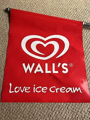 Walls Love Ice Cream Red Plastic Advertising Banner/Flag • £30