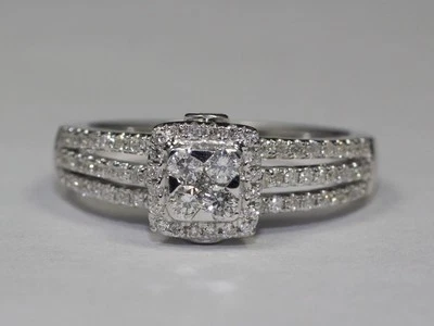 £1234.58 • Buy 14k White Gold 91 Round White Diamond Elegant .58ct Si1-G Illusion Ring Size 7  