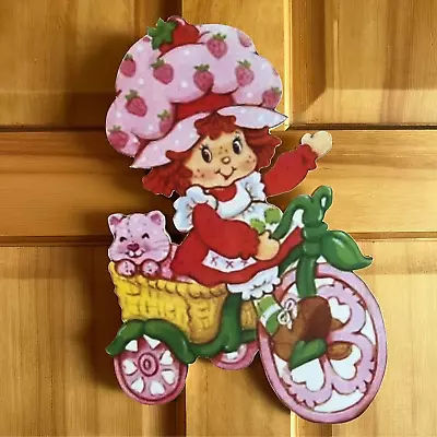 Vintage Strawberry Shortcake On Bike Wooden Plaque With Hanger • $15