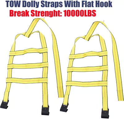 2pc Basket Tiedown Car Tire Straps Tow Dolly Wheel Net Set Flat Hooks Heavy Duty • $26.09