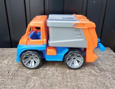 LENA TRUXX Bin Lorry Toy Refuse Collection Truck Rubbish Van Garbage Orange Blue • £12.99