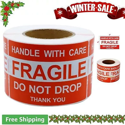Large Fragile Stickers - 4'' X 6'' - Handle With Care - Do Not Drop - 500 Labels • $26.99