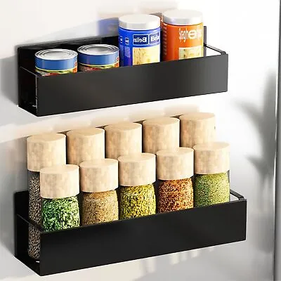 2 Pack Magnetic Spice Storage Rack Organizer For Refrigerator And Oven Black Fr • $15.98