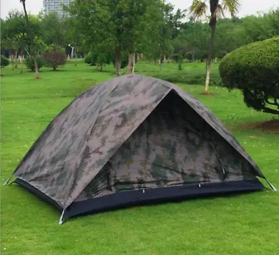 Camouflage 2 Person Camping Tent Double Door Outdoor Hiking Travel Double Tents • $139.34