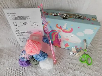 Children's Knitting Kit LEARN TO KNIT Wool Needles Scissors Patterns CRAFT KIT  • £16.95