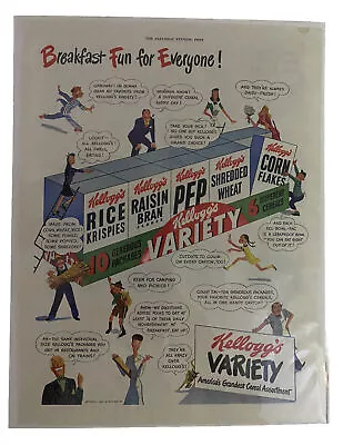 1947 Vintage Magazine Print Ad Kellogg’s Cereal Variety Pack • $9.90