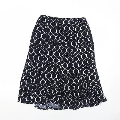 Saloos Womens Blue Geometric Polyester Swing Skirt Size 12 • £9.25