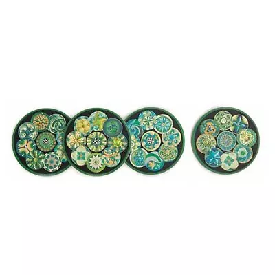 Set Of 4 Mackenzie Childs Vintage Buttons Cork Backed Coasters Bnib • $49.99