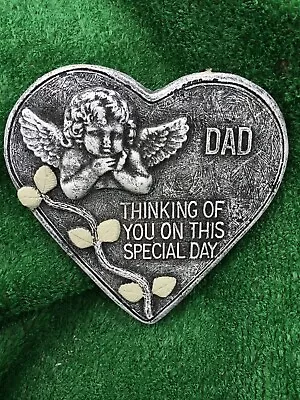 Dad stone Gardenheart Memorial plaque Concrete Ornament Grave  • £9.82