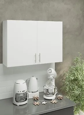 Kitchen Wall Unit 1000mm Cabinet With Doors 100cm - Grey White Matt White Gloss • £20