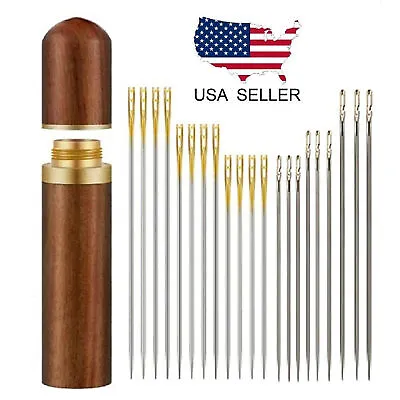 $7.79 • Buy 24Pcs Self-threading Needles Stainless Steel Opening Sewing Darning Needles US