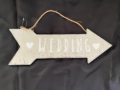 £3.95 • Buy Wedding Arrow Right Sign Plaque Wooden Party.