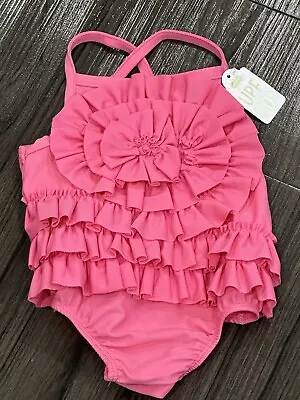 NEW Mud Pie Summer Fun Pink Ruffle Swimsuit Sz. 0- 6 Months • $14.99