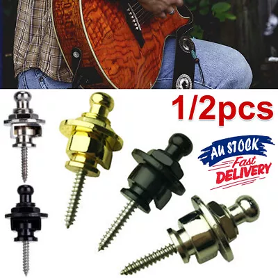 $8.99 • Buy Guitar Strap Button End Pins Bass Acoustic Electric Ukulele Chrome Strap Lock