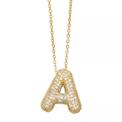 Letter Necklace 18k Gold Plated Zircon Pendant Exquisite Jewelry For Women Girls • £8.48