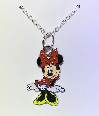 Silver Minnie Mouse Double Sided Charm Pendant On A Silver Necklace Chain!! • $9.25