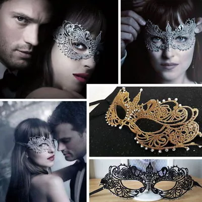 Masquerade Venetian Lace Eye Face Mask With Diamond Fancy Dress Halloween Party • £5.99