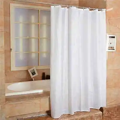 £9.95 • Buy Fabric Shower Curtain Plain White Extra Wide Extra Long Standard With Hooks Ring
