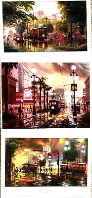 Misty Morn On Avenue Renewal Shimmering Streets 3 Prints St Cars By RC Davis • $22