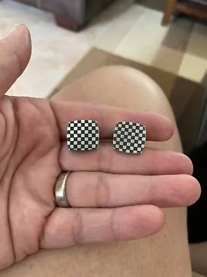 £39.13 • Buy CUFFLINKS WCJ Black Checkerboard Stainless Steel Men's Womans