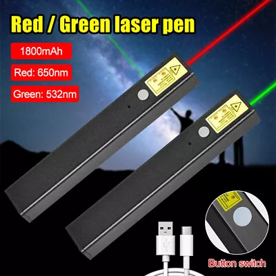 New Green Red Laser Pointer Pen Optics Light Beam USB Charging Torch 1mw 2000m • $7.99