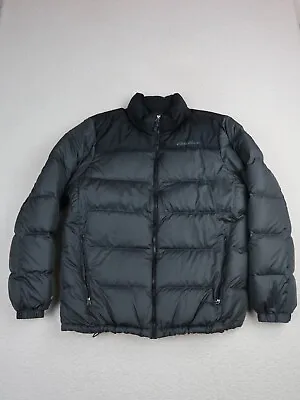 Eddie Bauer Men's Puffer Jacket Size Large EB 550 Full Zip Gray Down Pockets • $38.88