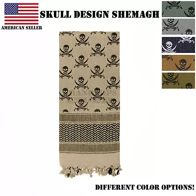 Tactical Shemagh SKULL Special Forces Scarf Keffiyeh Head Wrap 100% Cotton • $14.99