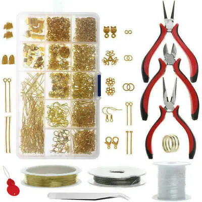 £13.99 • Buy Jewellery Making Kit Wire Findings Pliers Set Starter Tool Necklace Repair DIY