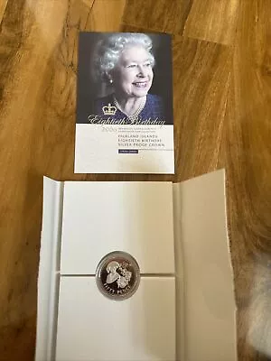 2006 Falkland Islands Queens 80th Birthday Silver Proof 50 Pence Coin In Capsule • £25