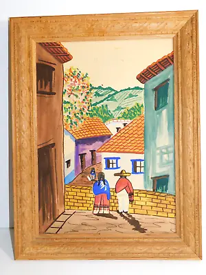 Vintage Mcm Original Watercolor Mexican Village Houses . G. Rosales ? • $29.99