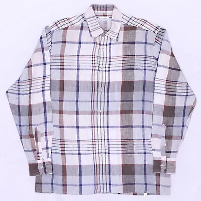 C5496 VTG Bullock & Jones Men's Button Up Flannel Plaid Cotton Shirt Size M • $19.99
