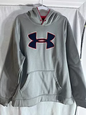 Mens Under Armour Hoodie Size XXL Gray/Red Big Logo • $26.55