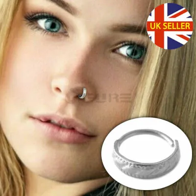£3.99 • Buy Gothic Punk Tribal Clicker Nose Piercing Helix Septum Hoop Ring Jewelry 1 Piece