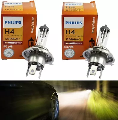 Philips Rally Vision 9003 HB2 H4 100/90W Two Bulbs Head Light Off Road Dual Beam • $21.85