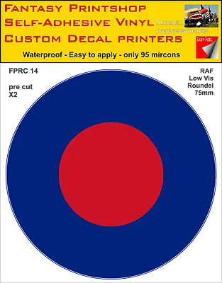 RAF Roundels Twin Packs Vinyl Sticker Decals Type Low Vis Roundel 75-290mm RC14 • £6.95