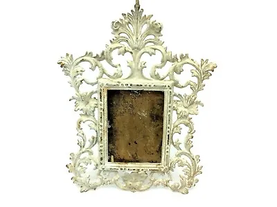 Painted White Shabby Chic Iron Metal Rectangular Free Standing Picture Frame  • $56