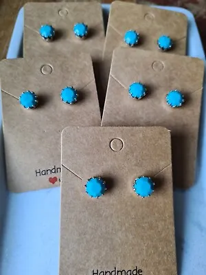 5 Pack Of Matt Blue Stud Earrings - Silver Plated - Martine Wester London - New • $6.17