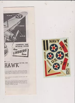 Lindberg Goshawk Instructions And Decals • $4