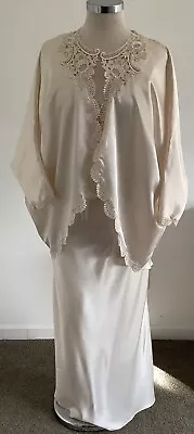 Vtg. Luxurious Victorias Secret Ivory & Lace Peignoir Set Size Small Made In USA • $40