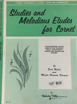 Studies & Melodious Etudes For Cornet - Level One Vincent 1968 Vintage Sheet • $6.81