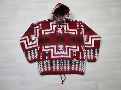 Tejidos RUMINAHUI Aztec Lama Wool Zip Up Hooded Sweater Jacket VTG Men’s (S) Red • $45