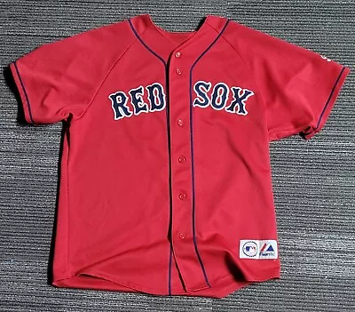 VTG Majestic Boston Red Sox Jersey Men’s Large Red Button Up Shirt MLB #17  • $29.99