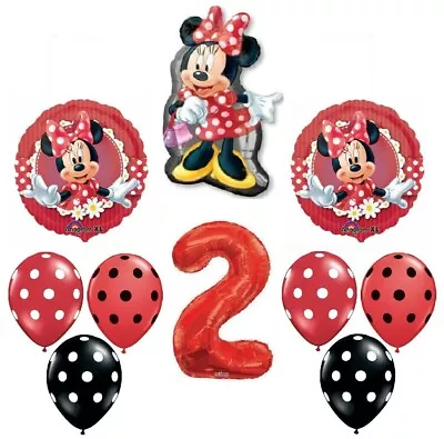 MAD About Minnie Mouse Red 2nd Birthday Party Balloons Decorations Supplies Set  • $18.25