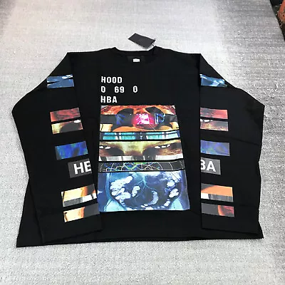 New Hood By Air Shirt Mens Extra Large Black Crew Neck Scan All Over Print HBA • $98.88