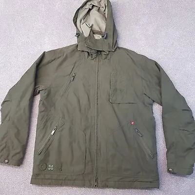 Quiksilver Mens Jacket Small Green Full Zip Coat Military Pockets Outdoors • £20.99