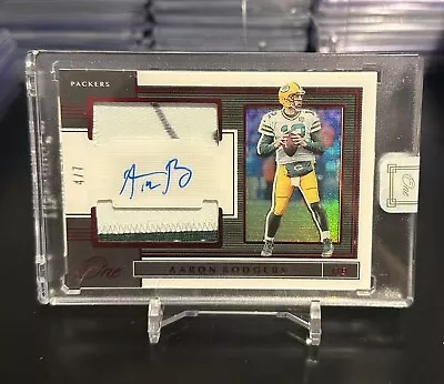 2019 Panini One AARON RODGERS DUAL Player Worn/Used PATCH AUTO RED # 4/7 Packers • $449.99