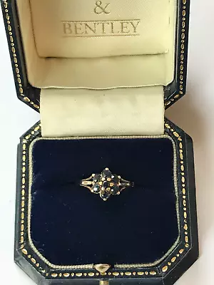 £175 • Buy 9ct Gold Sapphire Flower Cluster 1980 Vintage Ring - Size P